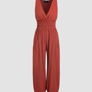 Chic Brick Red Jumpsuit